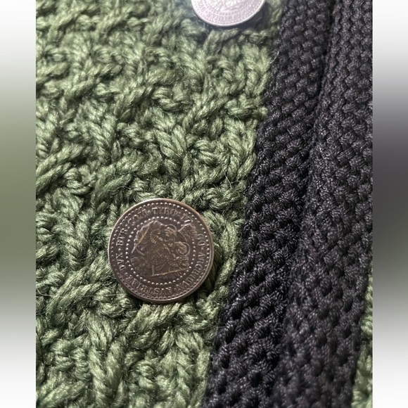 Green Garden Party Heavy Knit Sweater Button Down Over Coat Blazer Jacket Woman - Picture 10 of 15